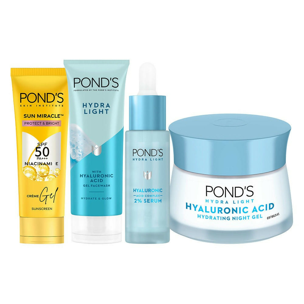 Ponds Hyaluronic Acid CSMS (Cleanser, Serum, Moisturizer, Sunscreen) Regime Kit - Distacart