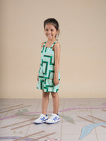 Thumbnail for Snakes and Ladders Girls Green Table Print Jumpsuit from Siblings Collection - Distacart