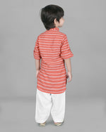 Thumbnail for Joban Fashion Kids Island Cotton Full Sleeves Striped Kurta and Pyjama- Peach - Distacart