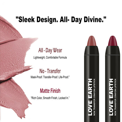Love Earth Lip Crayon Non-Transfer Lipstick - Brights - Distacart