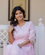 Thumbnail for Kaajh Women's Light Pink Embroidered Ethnic Dress - Distacart