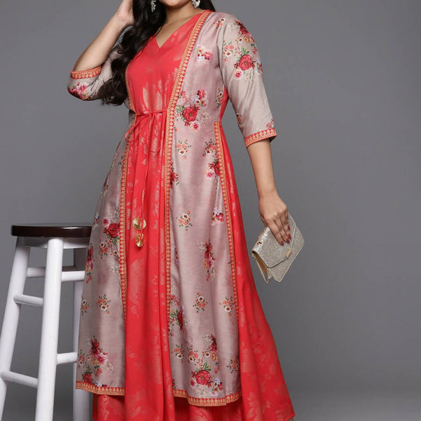 Ahalyaa Women's Traditional wear Ethnic Dress - Red - Distacart