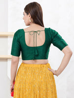 Thumbnail for Joban Fashion Bottle-Green Dupion Silk Elbow Sleeveless Front Open Blouse