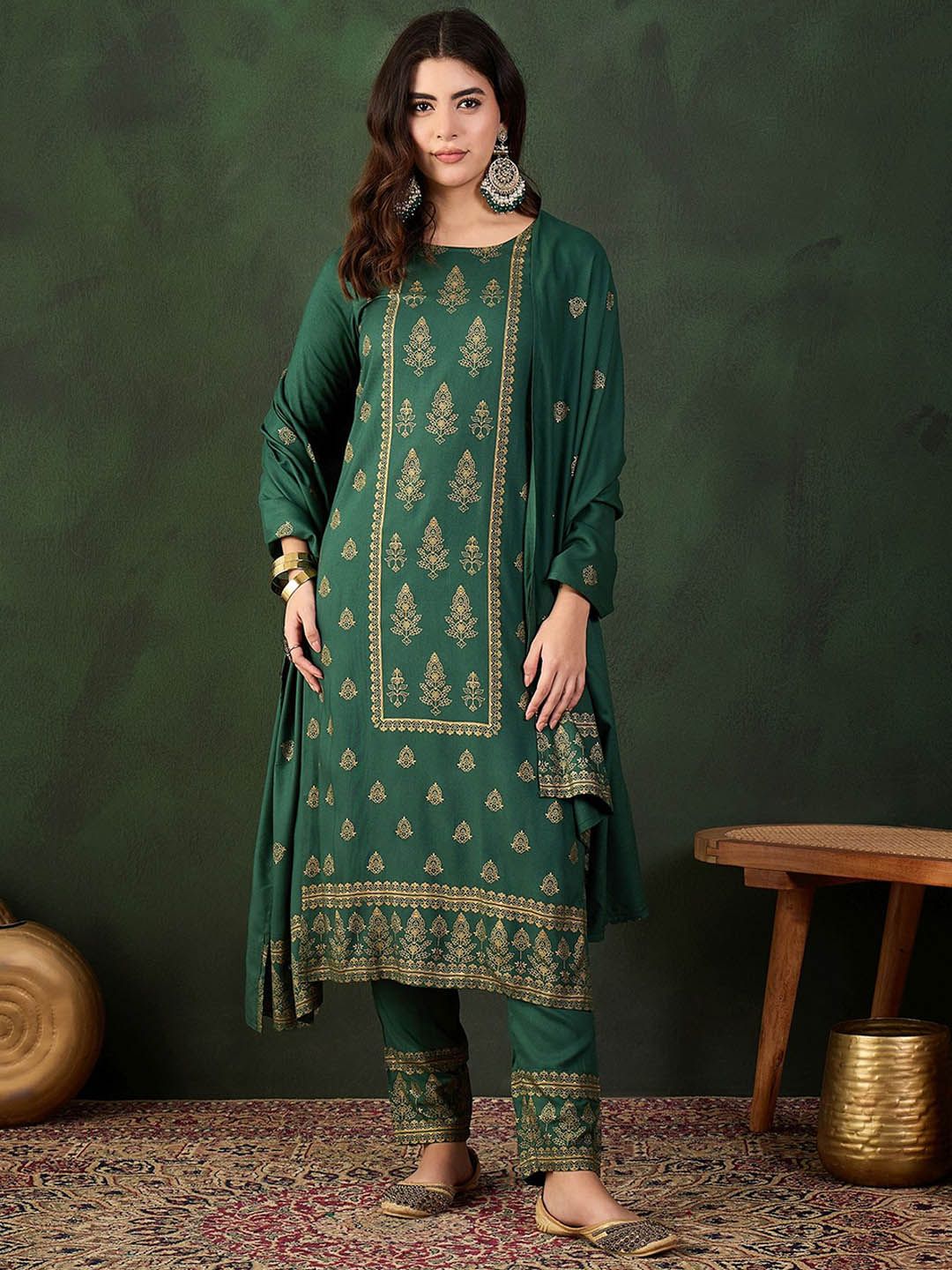 Sangria Printed Kurta & Trouser With Dupatta - Distacart