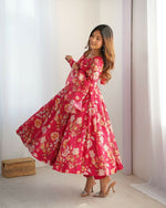 Thumbnail for Joban Fashion Pink Kurta Set Organza Sequin Embroidery Work - Distacart