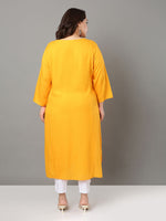 Thumbnail for Sztori Plus Size Geometric Embroidered Mirror Work Straight Kurta