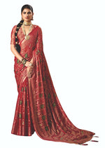 Thumbnail for Joban Fashion Red Dull Moss Brasso Saree