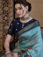 Thumbnail for Anouk Floral Zari Silk Blend Saree