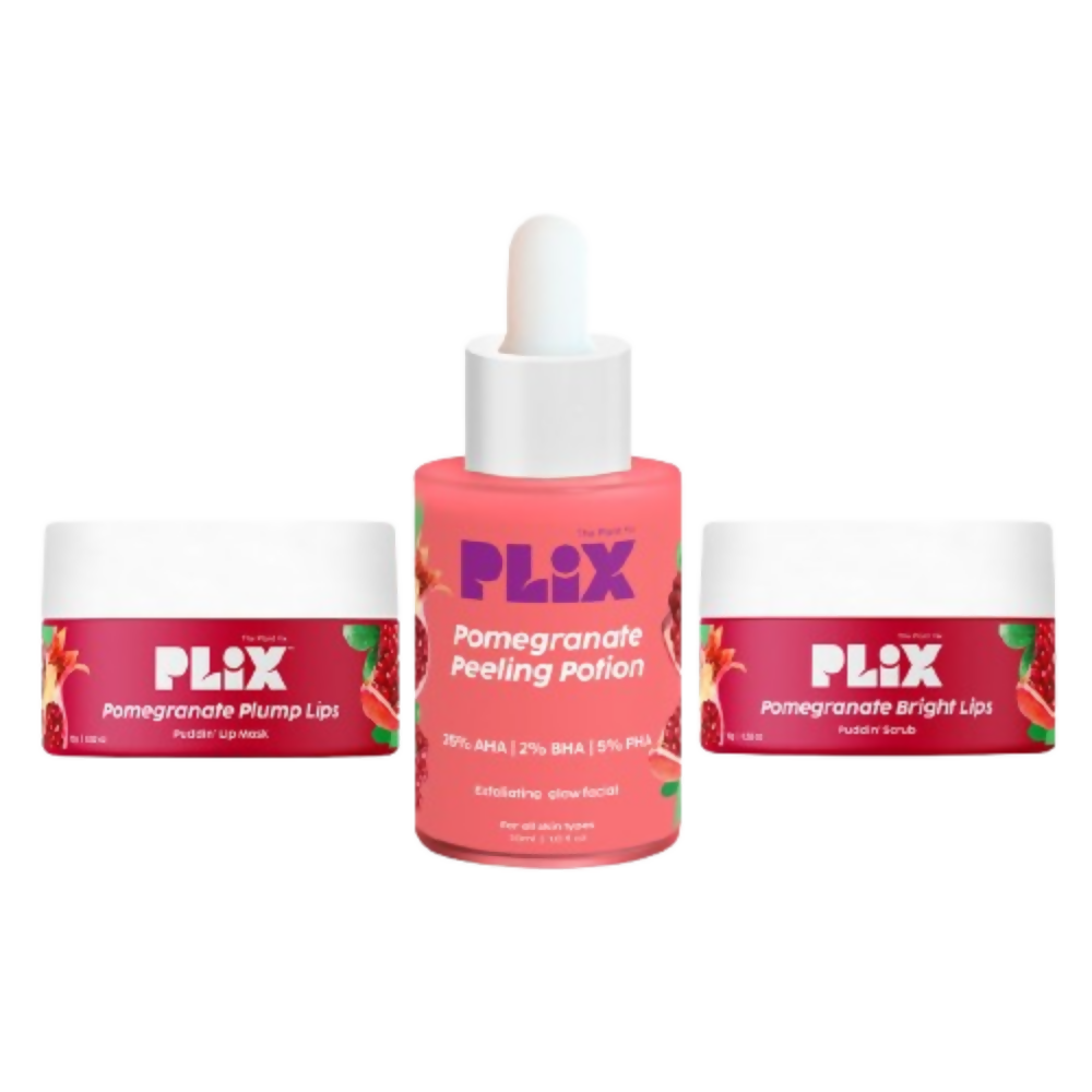 PLIX The Plant Fix Pomegranate Plump Lips, Puddin Mask & Scrub With Peeling Potion - Distacart