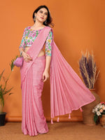 Thumbnail for Partywear Designer Rose Polyester Zari Fancy Saree - Starwalk - Distacart