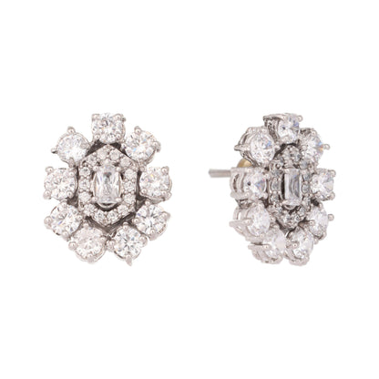 Nuyug Silver Blossom Diamond Studs - Distacart