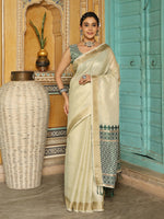 Thumbnail for Astita Green Linen Saree