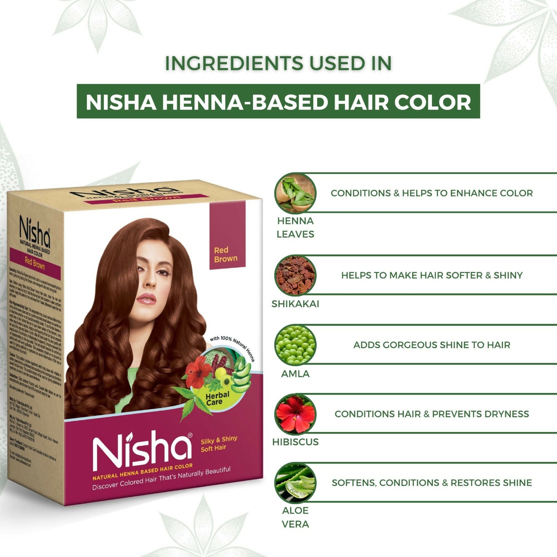 Nisha Henna Based Hair Colour for Women & Men Red Brown - Distacart