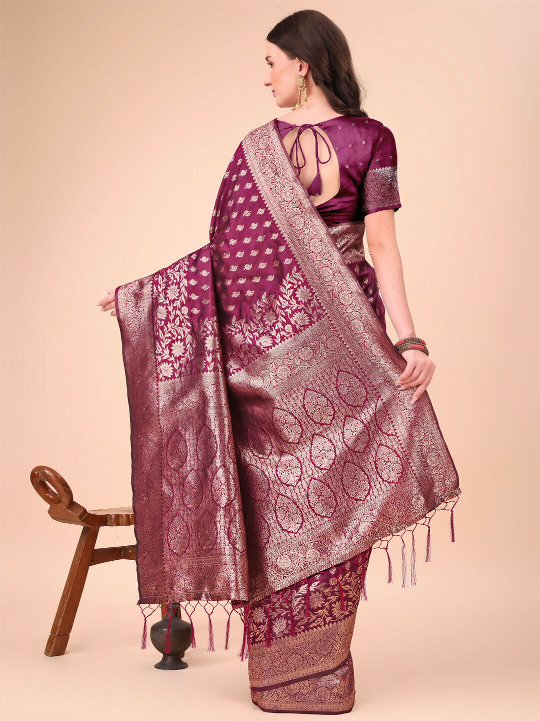 Astita Lichi Silk Purple Saree