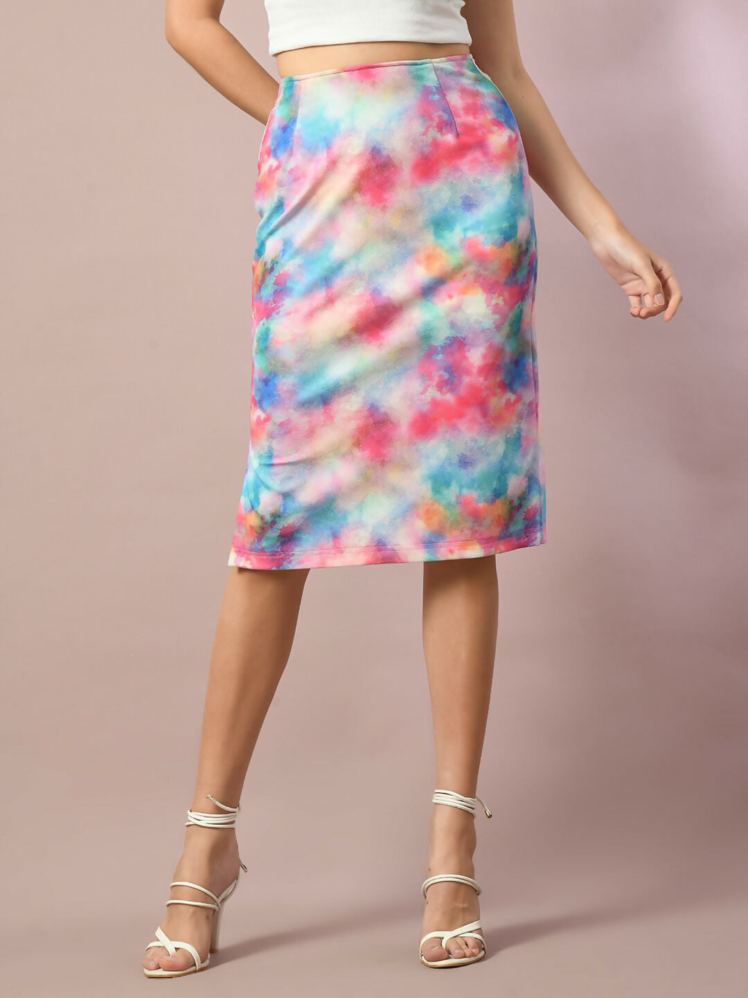 Myshka Women's Multi Printed Knee Length Party Embellished Skirts - Distacart