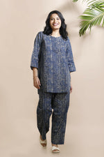 Thumbnail for Breathables Blue Abstract Cotton Kurta & Pant Co-Ord Set - Dista