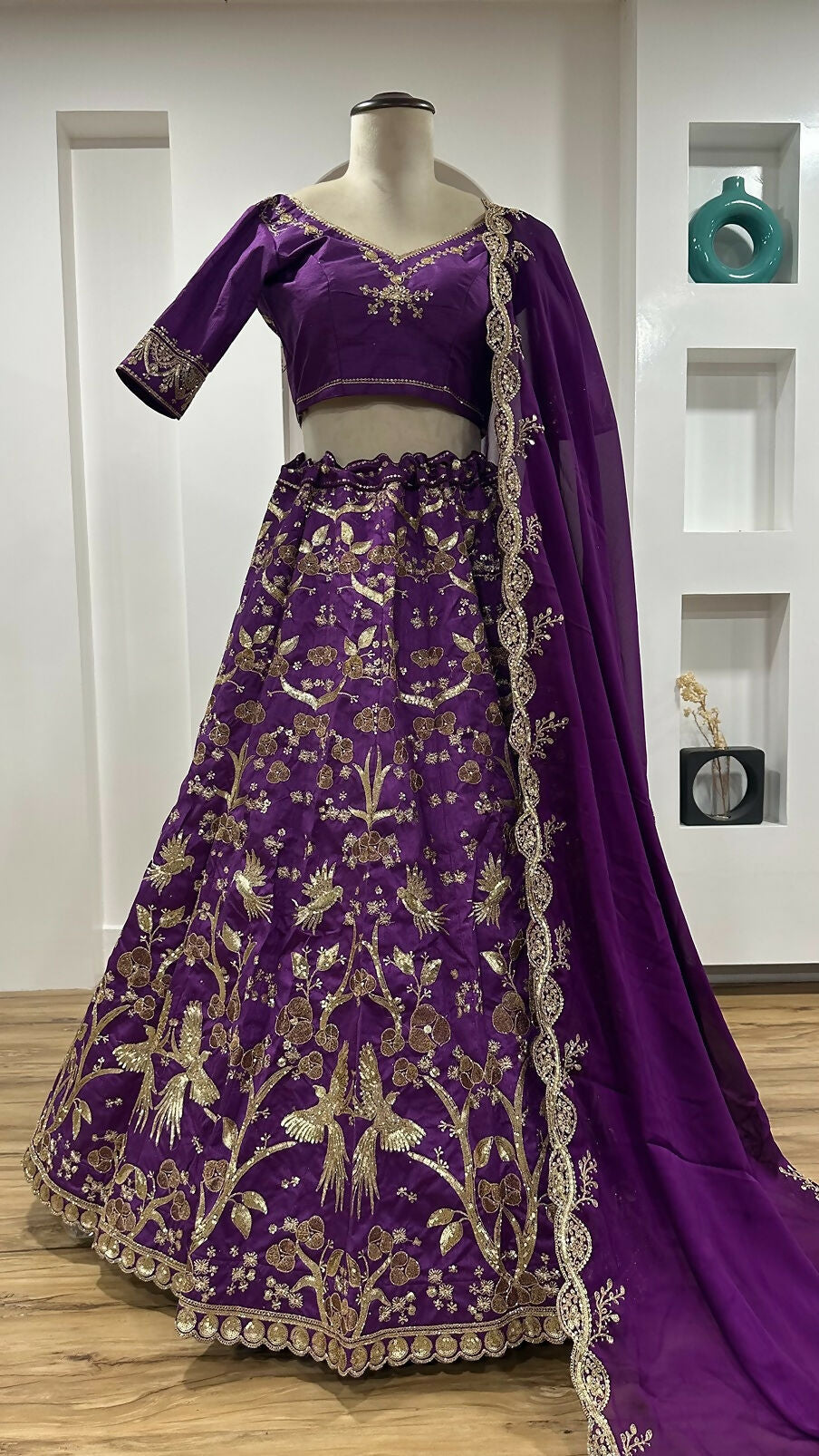 Aastha Fashion Purple Heavy Thai Silk Designer Wedding Wear Lehenga Choli
