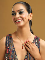 Thumbnail for Ruby Raang Red Jasper Kundan Necklace