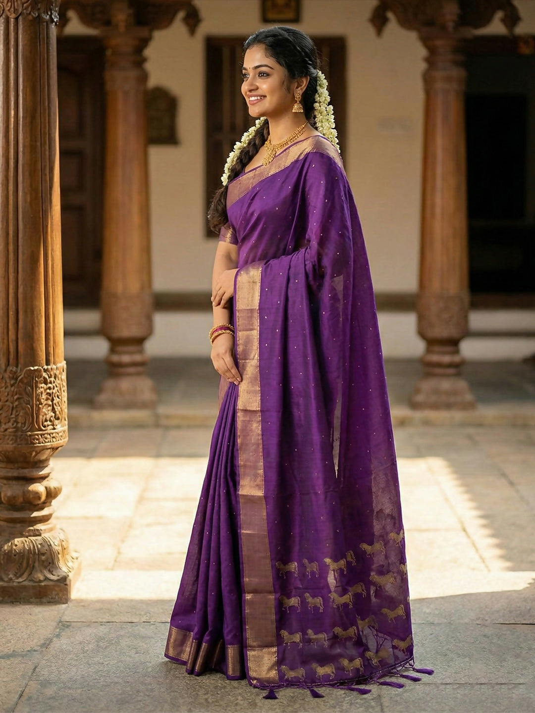 Astita Violet Soft Silk Saree - Distacart
