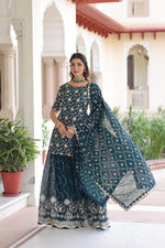 Thumbnail for Joban Fashion Rama Green Readymade Kurta Set With Sequence embroidery Work - Distacart