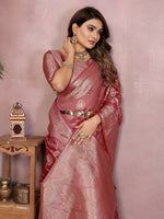 Thumbnail for Aastha Fashion Dark Pink Soft Organza Silk Weaving Saree - Distacart
