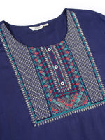 Thumbnail for Sztori Plus Size Floral Yoke Design Sequinned Straight Kurta