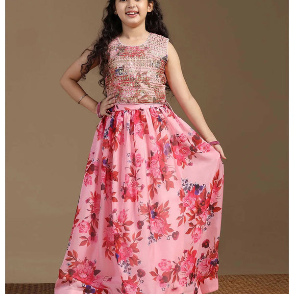 Joban Fashion Girl's Peach Color Lehenga Choli
