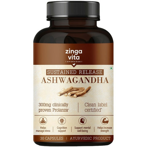 Zingavita Ayurveda Sustained Release Ashwagandha 300mg Capsules - Distacart