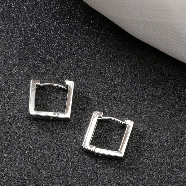 NVR Men's Silver-Plated Geometric Shape Stainless Steel Hoop Earrings - Distacart