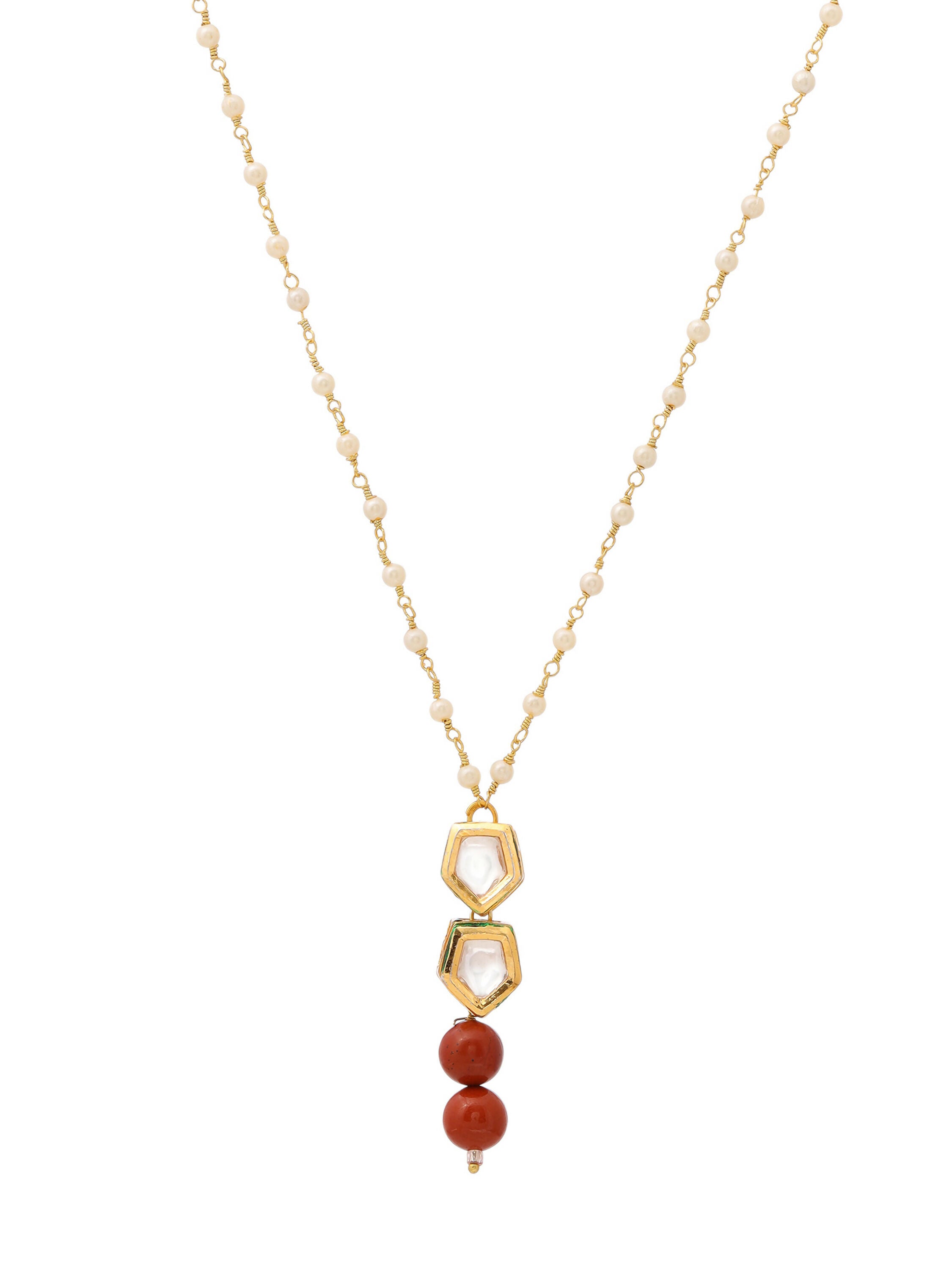 Ruby Raang Red Jasper Kundan Necklace