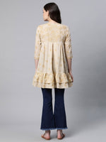 Thumbnail for Ahalyaa Beige Cotton Gold Printed Tunic - Distacart
