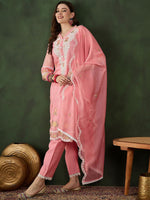 Thumbnail for Sangria Embroidered Kurta & Trouser With Dupatta