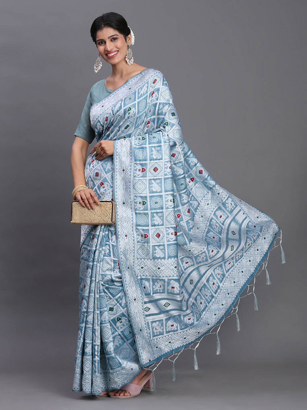 Astita Linen Cotton Sky Blue Saree
