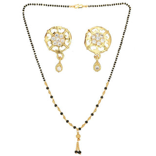AanyaCentric Gold Plated Short Mangalsutra Set with Earrings - Distacart