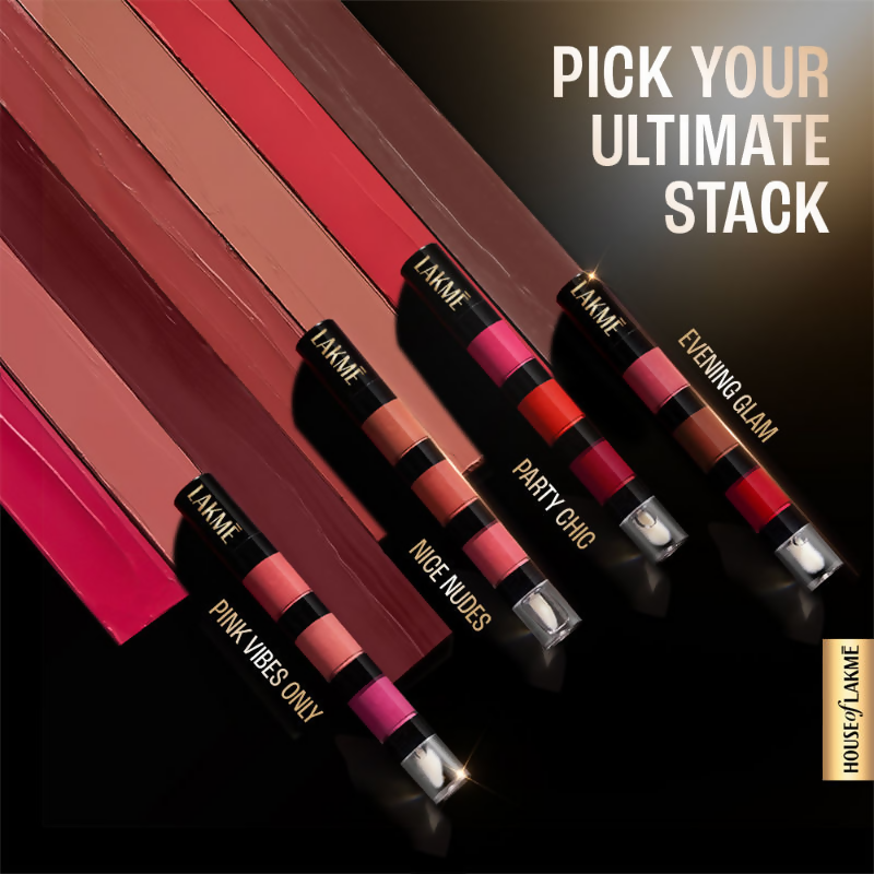 Lakme Ultimate Glam 4 In 1 Lip Stack - Evening Glam - Distacart