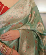 Thumbnail for Preksha Creation Women Banarasi White Saree With Zari Work - Distacart