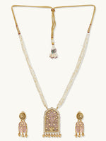 Thumbnail for Nuyug 22K Gold-Plated Pearl Beaded Strings Floral Motifs Enamel Pendant Necklace Set