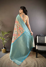 Thumbnail for Joban Fashion Multi-Color Floral Digital Print Soft Lichi Silk Paithani Saree - Distacart