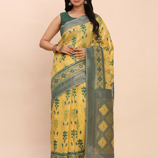 Astita Linen Cotton Yellow Saree