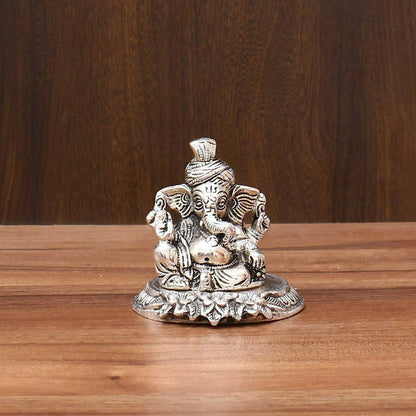 International Gift Silver Plated Pagdi Ganesh God Idol - Distacart