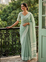 Thumbnail for Shree Shyam Fashion Rama Linen Saree - Distacart