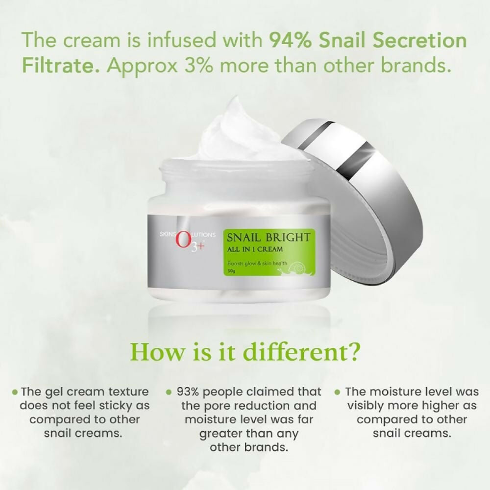 Professional O3+ Snail Bright Mucin Gel Cream Moisturiser For Korean Glass Glow & Barrier Repair - Distacart