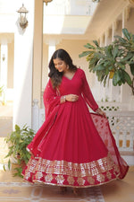 Thumbnail for Aastha Fashion Women's Rani Pink Faux Georgette Sequins Embroidered Anarkali Dress with Dupatta - Distacart