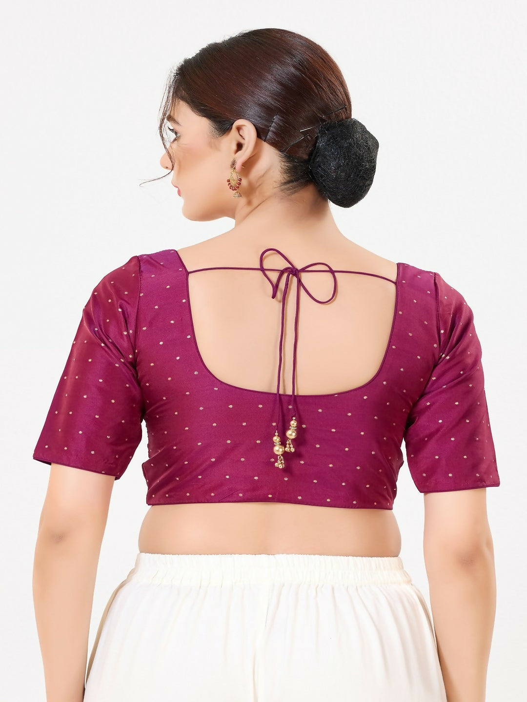 Joban Fashion 2T South-Pink Taffeta Silk Elbow Sleeveless Front Open Blouse