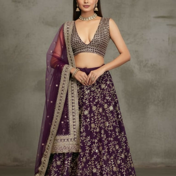 Lehenga Mart Designer Indian Wedding Lehenga Choli-Purple - Distacart