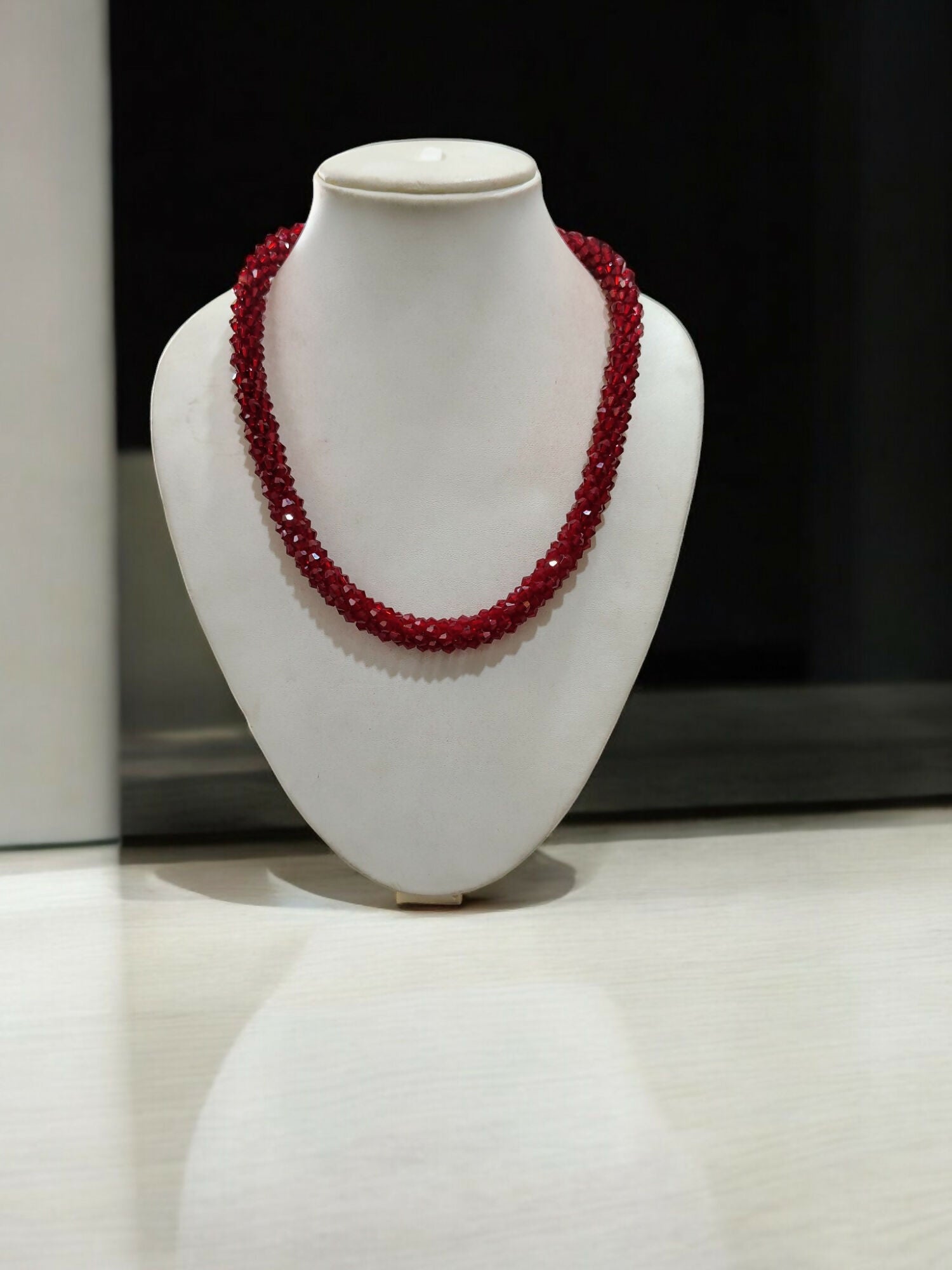 Inhanns Noor-E-Jalwa – Handmade Crystal Bead Necklace -Adjustable - Maroon Only Necklace - Distacart