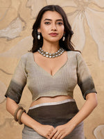 Thumbnail for Astita Charcoal Grey Linen Saree