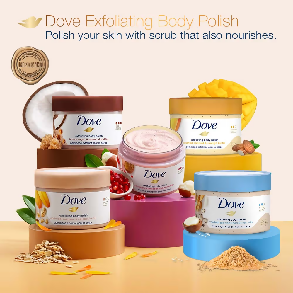Dove Exfoliating Body Polish Scrub - Oatmeal & Calendula Oil - Distacart