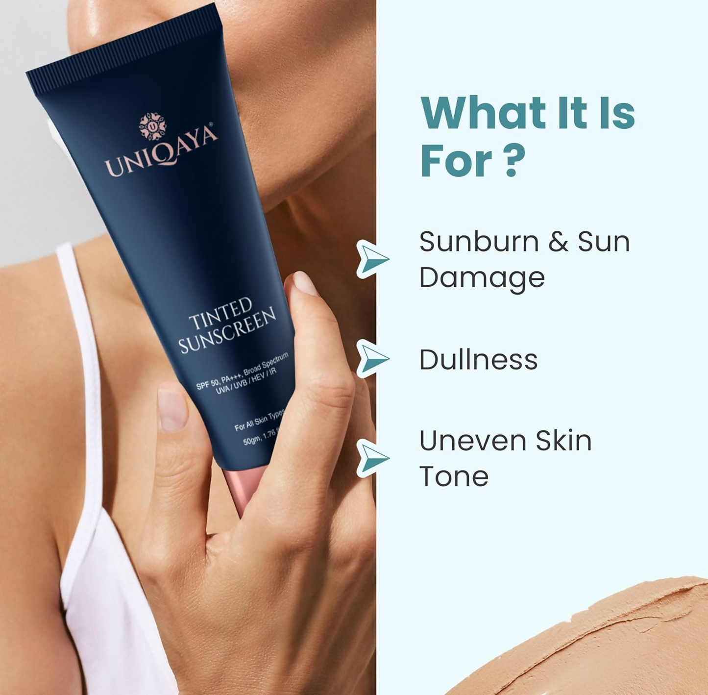 Uniqaya Tinted Sunscreen Spf 50 PA+++|Tinted Sunscreen - Distacart