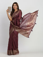Thumbnail for Astita Linen Cotton Purple Saree
